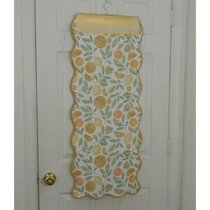 Indoor Outdoor Table Runner Reversible Fruit Green Orange Yellow Weatherprf NWT